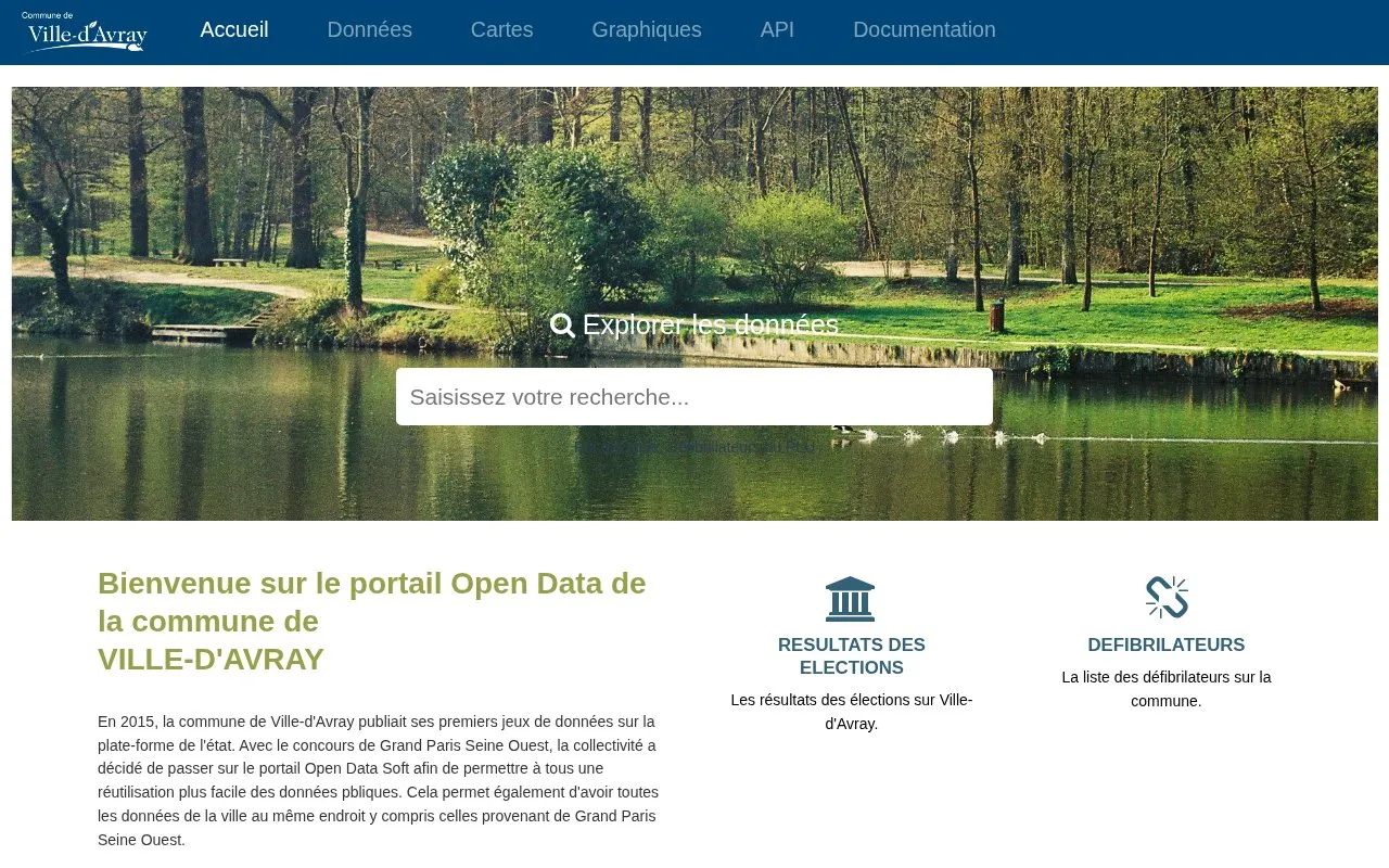 villedavray-seineouest.opendatasoft.com homepage screenshot