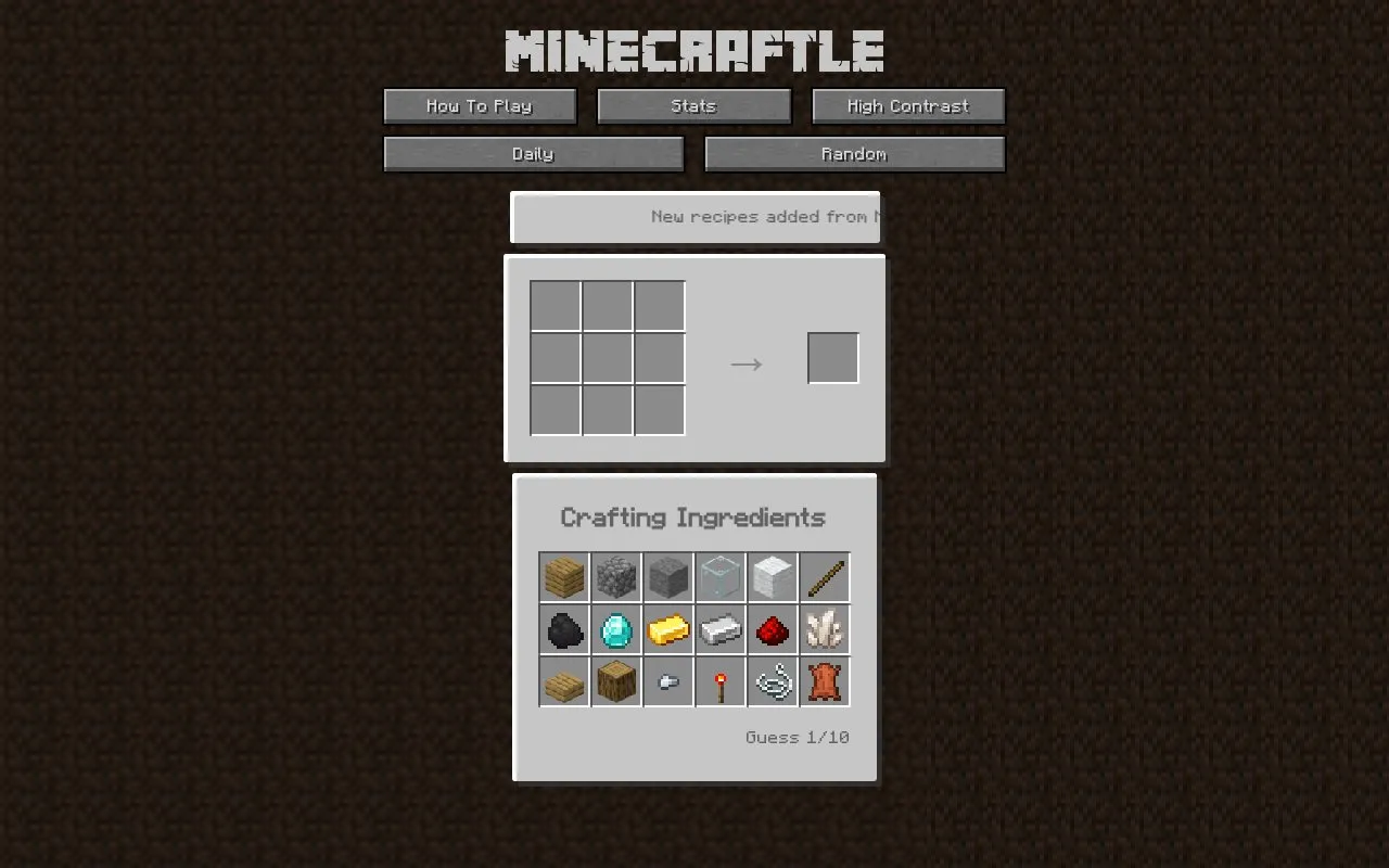 Minecraftle homepage screenshot