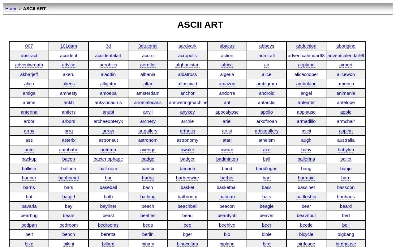 ascii.co homepage screenshot