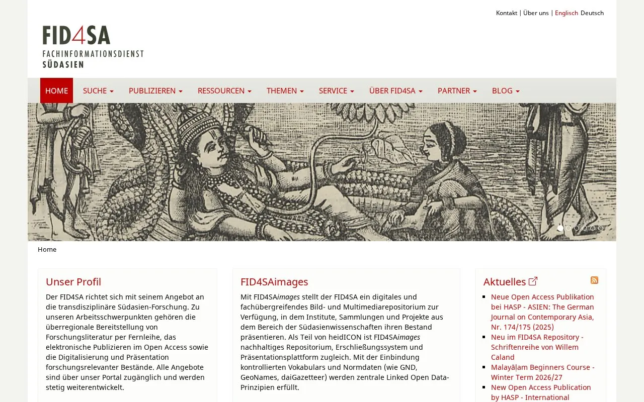 FID4SA – Specialized Information Service South Asia homepage screenshot