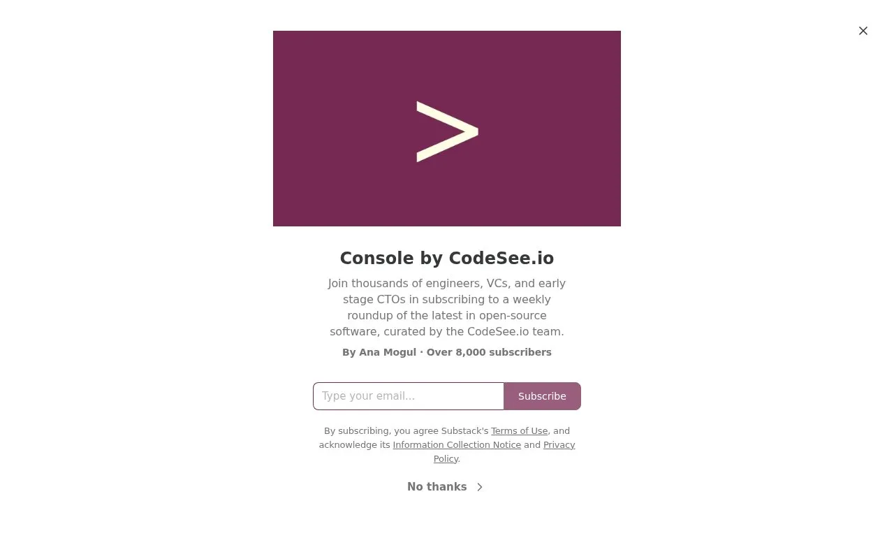 Console homepage screenshot