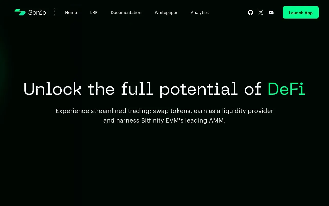 Sonic ICP homepage screenshot