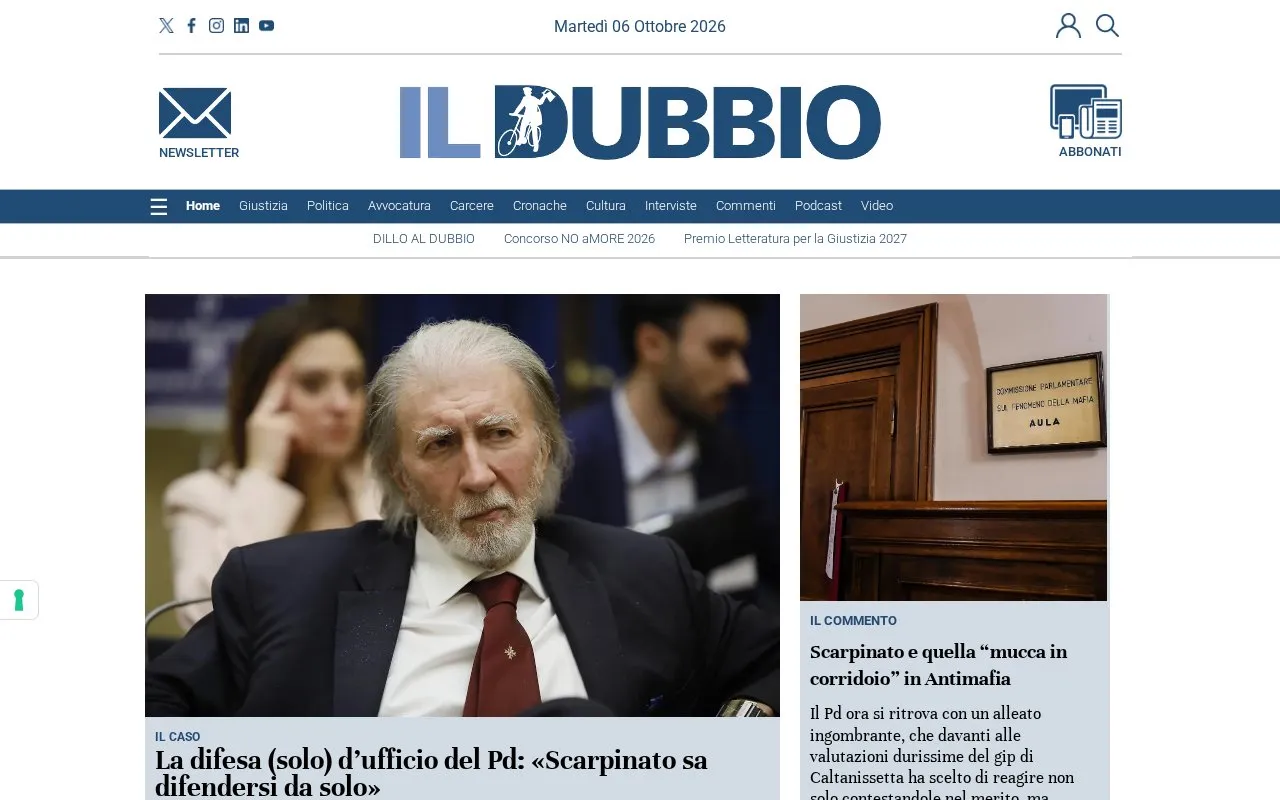 Il Dubbio homepage screenshot