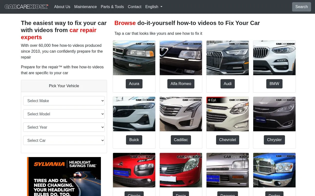CarCareKiosk homepage screenshot