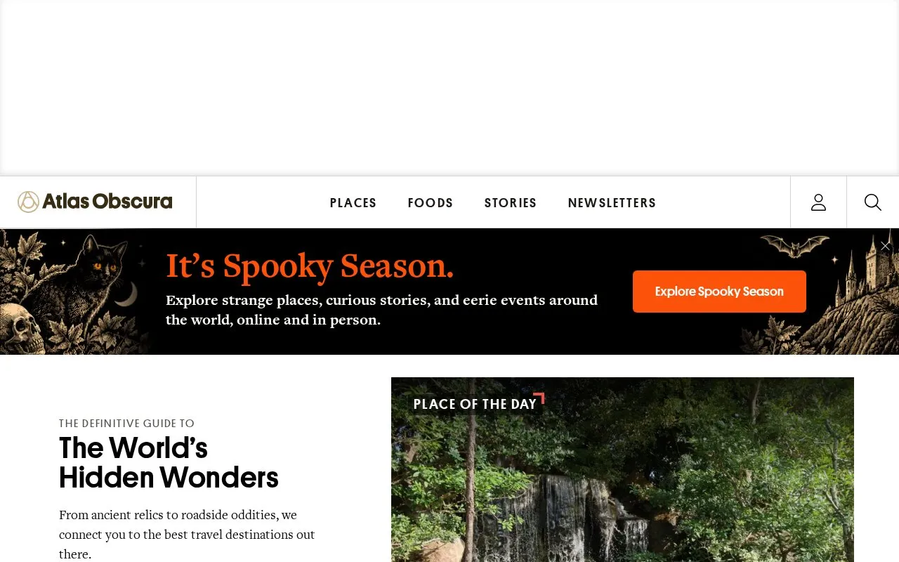 Atlas Obscura homepage screenshot