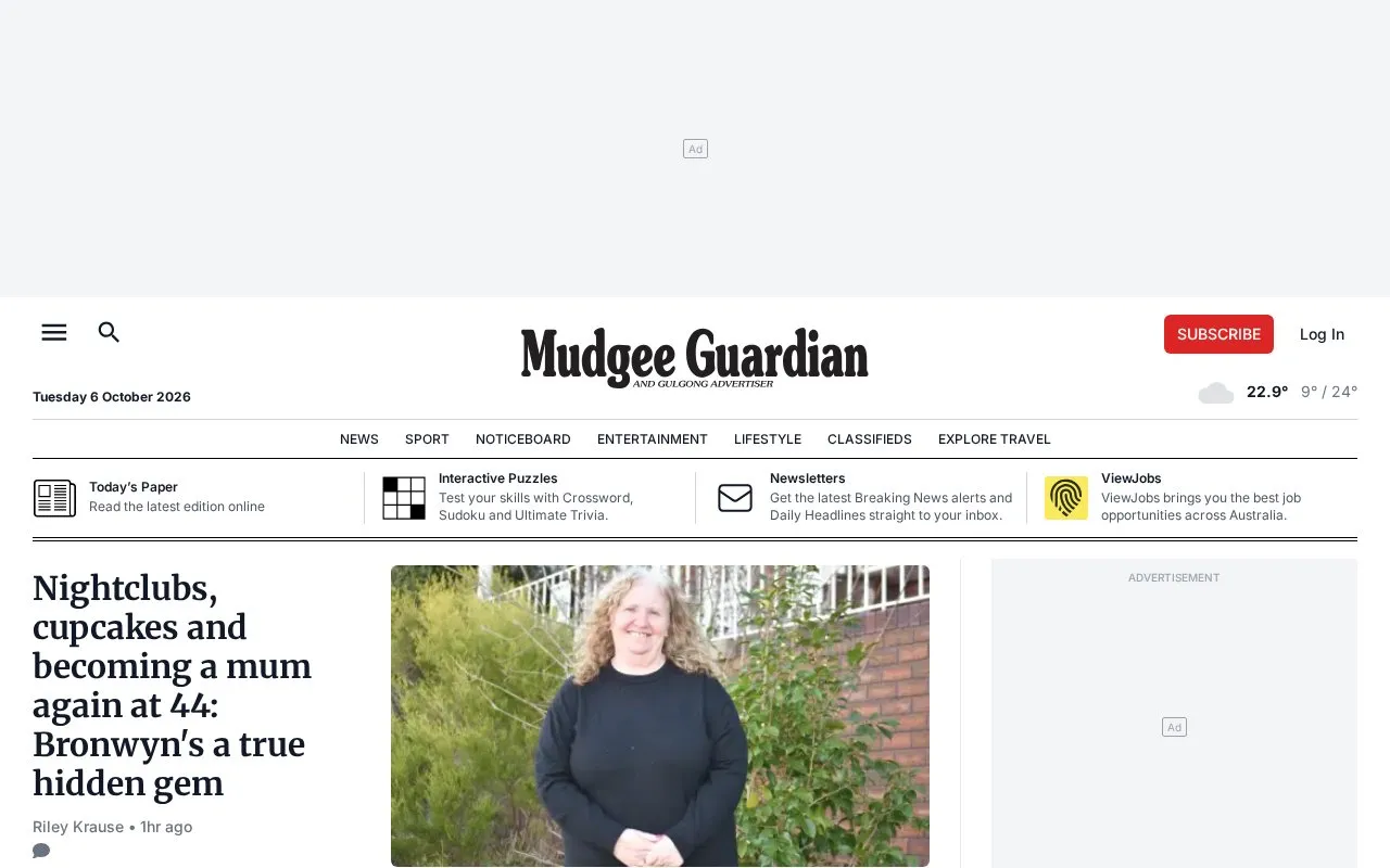 Mudgee Guardian and Gulgong Advertiser homepage screenshot