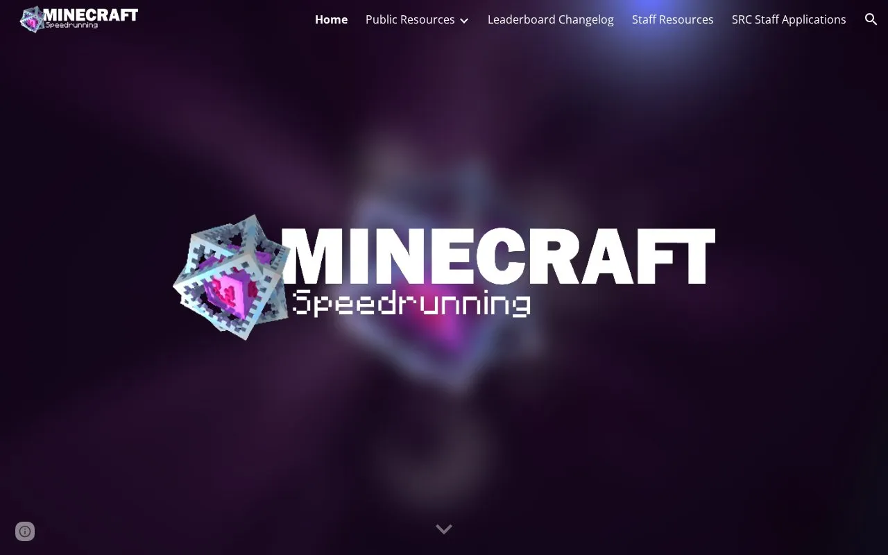 Minecraft Speedrunning homepage screenshot