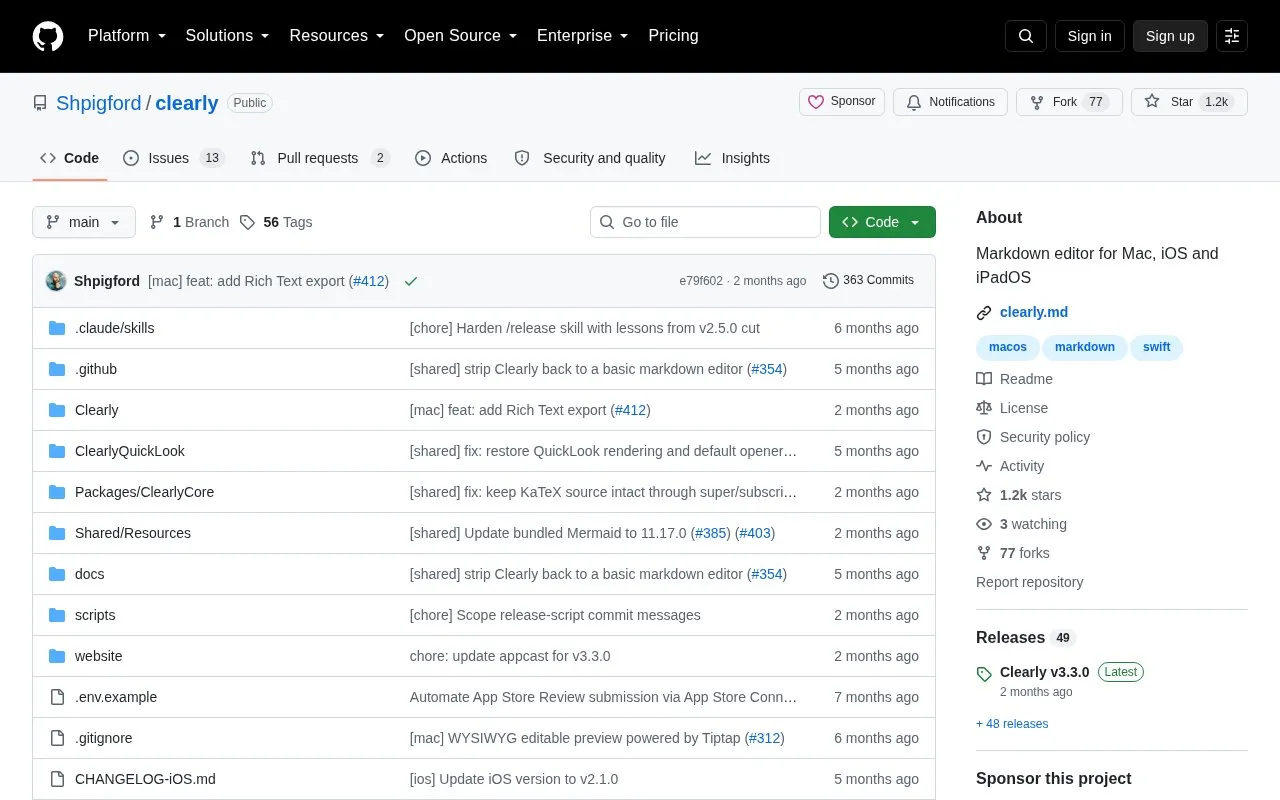Clearly homepage screenshot