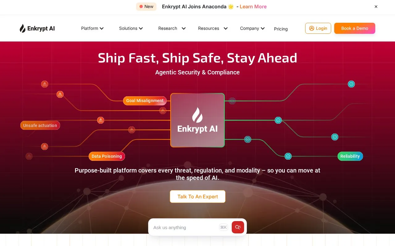 Enkrypt AI homepage screenshot