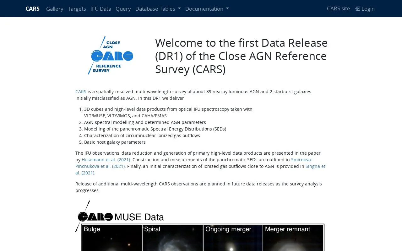 CARS homepage screenshot