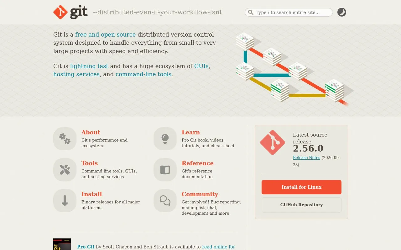 Git homepage screenshot