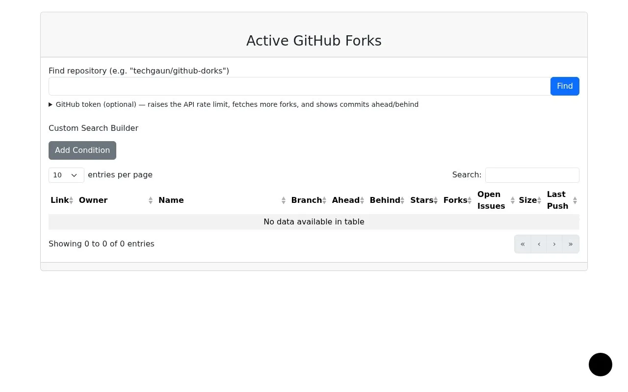 Active-Forks homepage screenshot