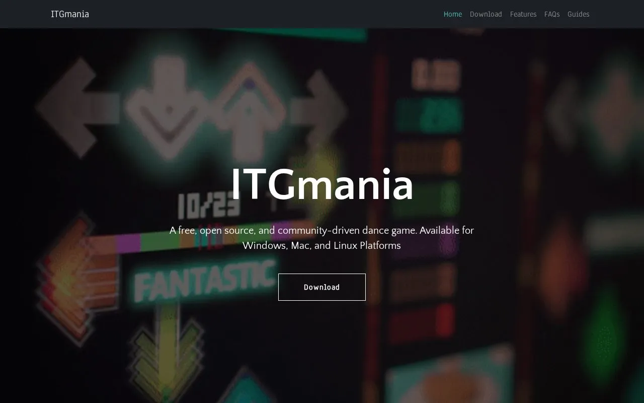 ITGmania homepage screenshot