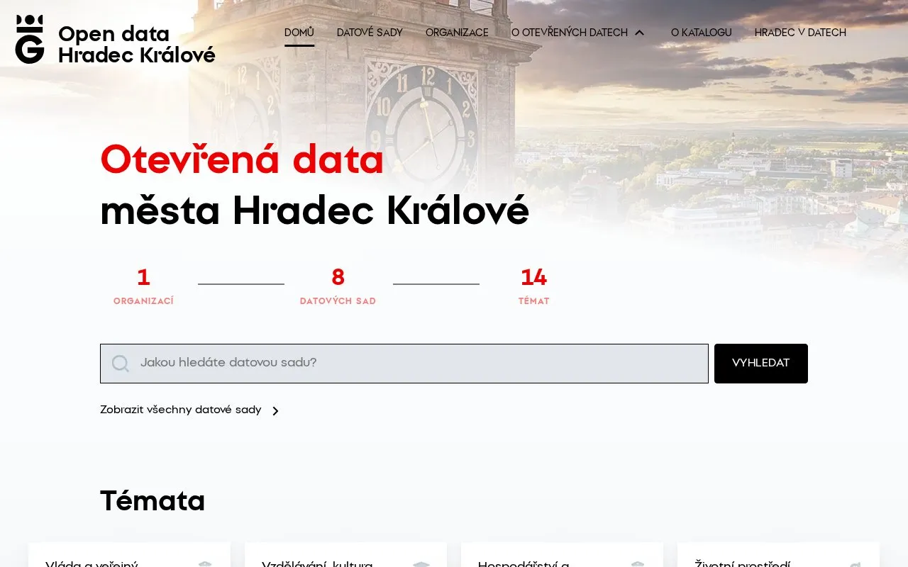 Open Data Hradec Králové homepage screenshot