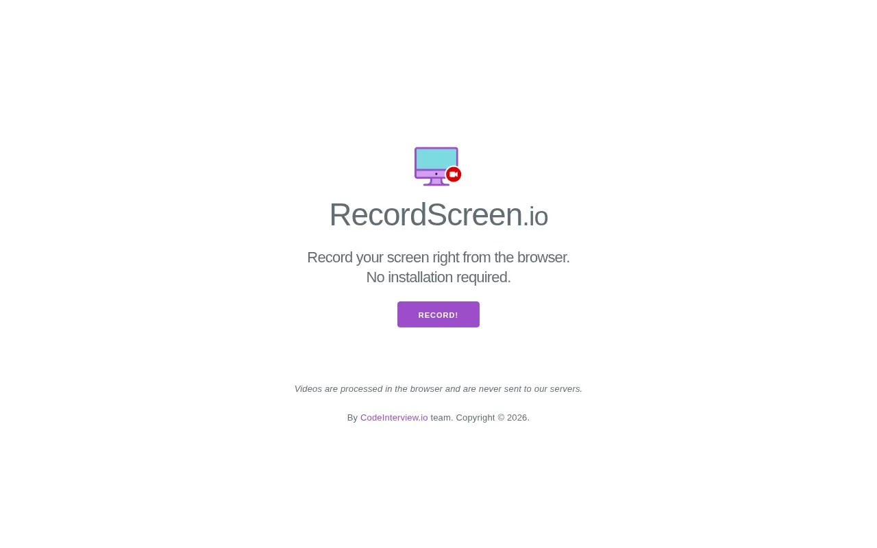 RecordScreen homepage screenshot
