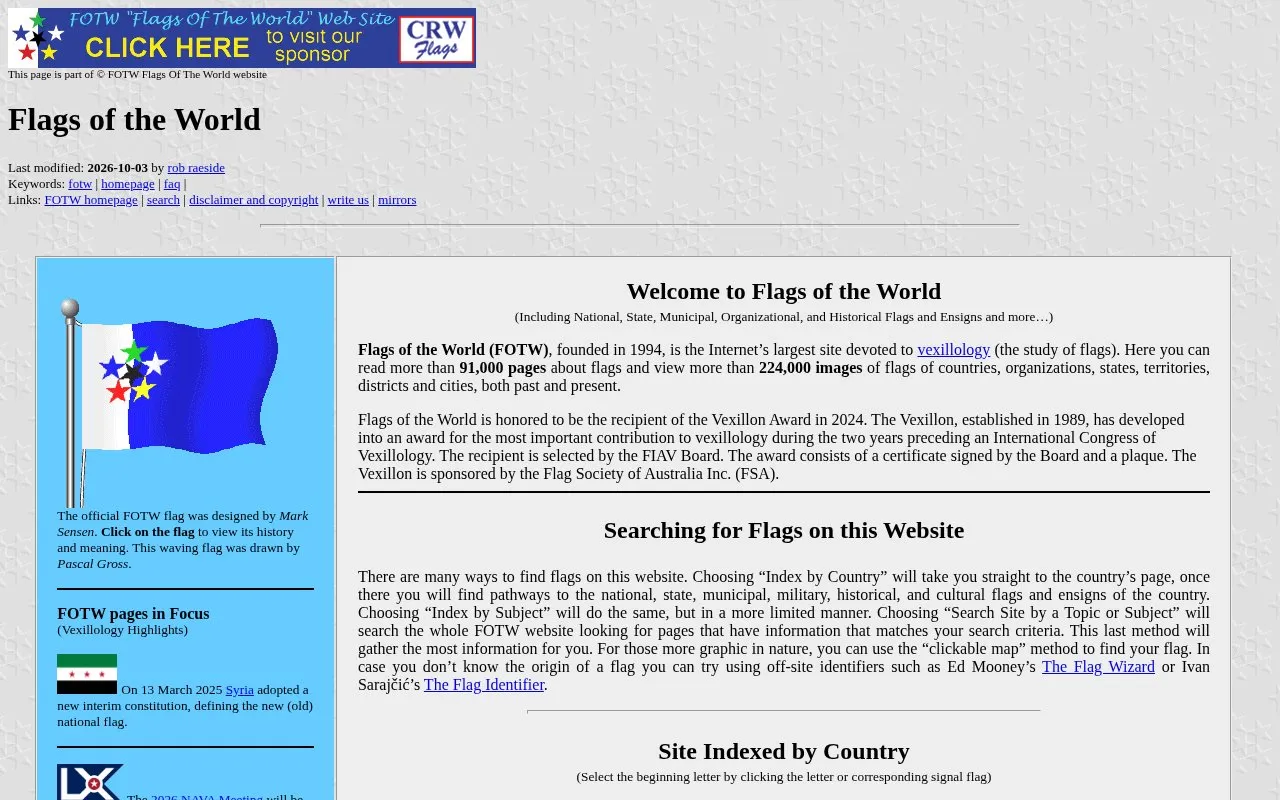 Flags homepage screenshot