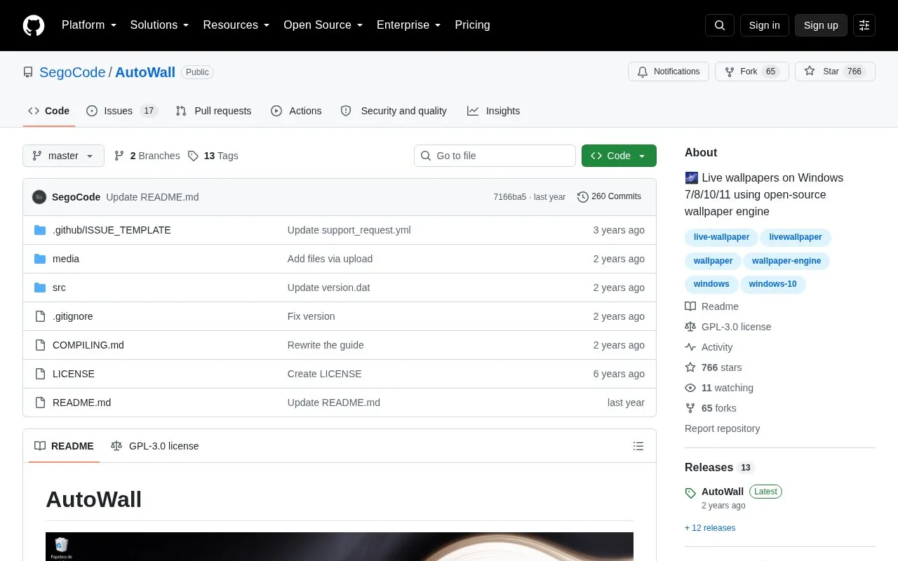 AutoWall homepage screenshot