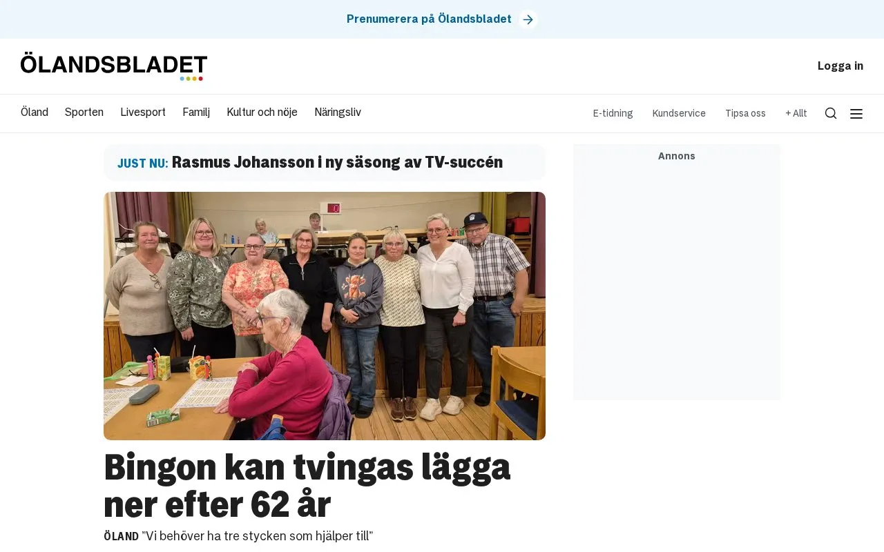 Ölandsbladet homepage screenshot