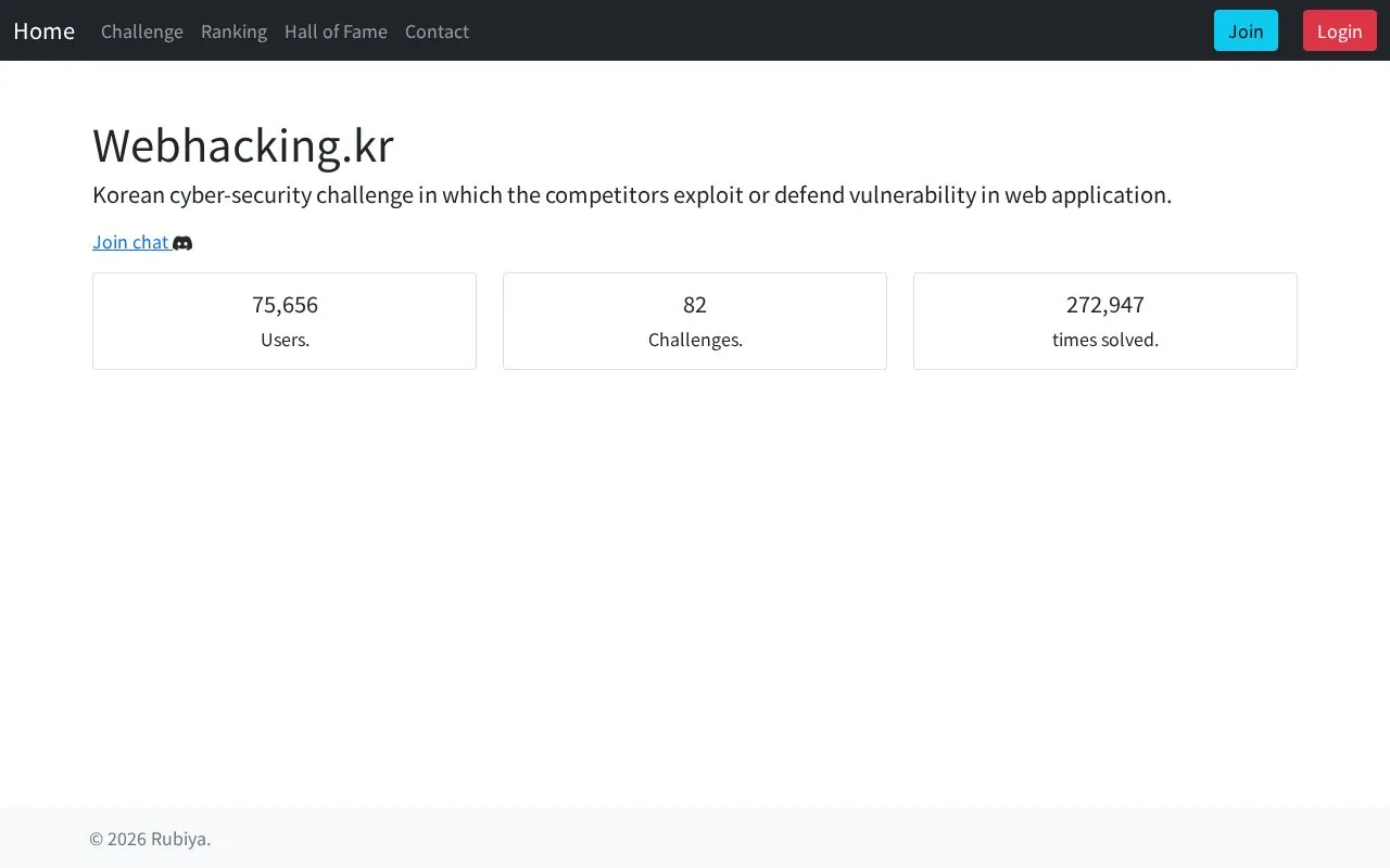 WebHacking homepage screenshot