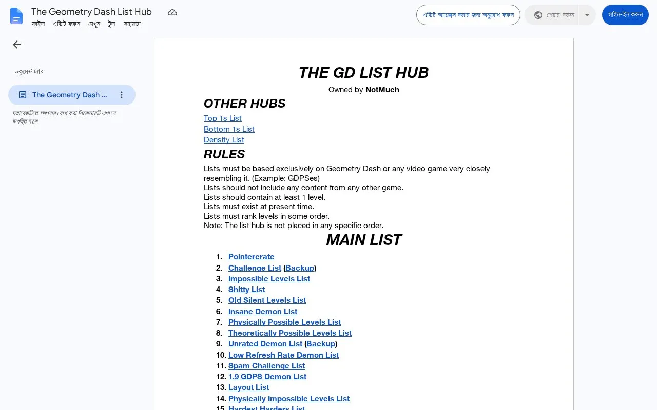 GD Demon / Challenge Lists homepage screenshot