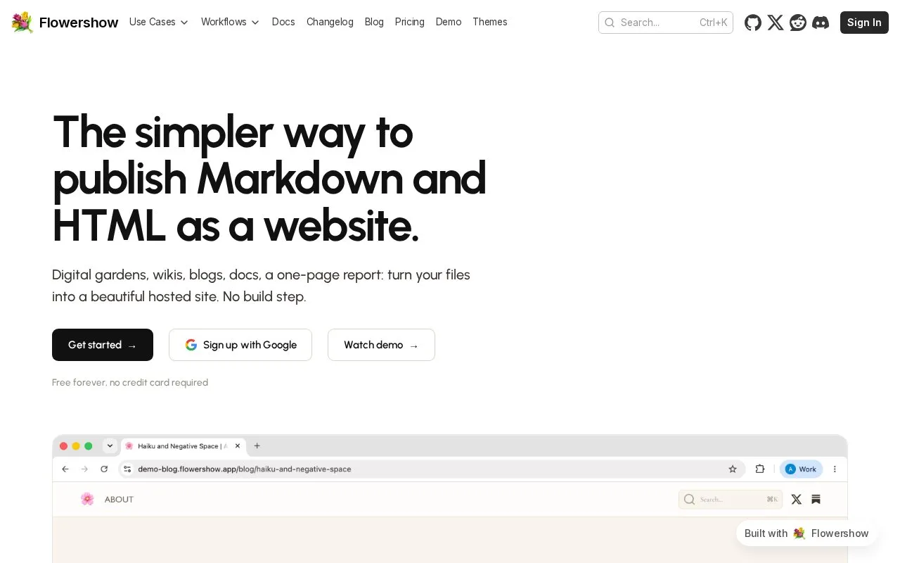 FlowerShow homepage screenshot