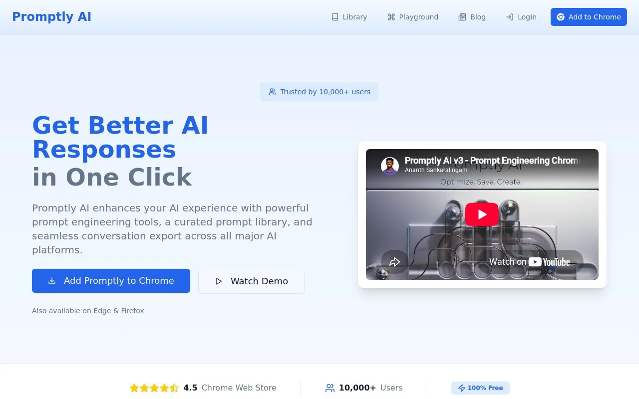 Promptly AI homepage screenshot