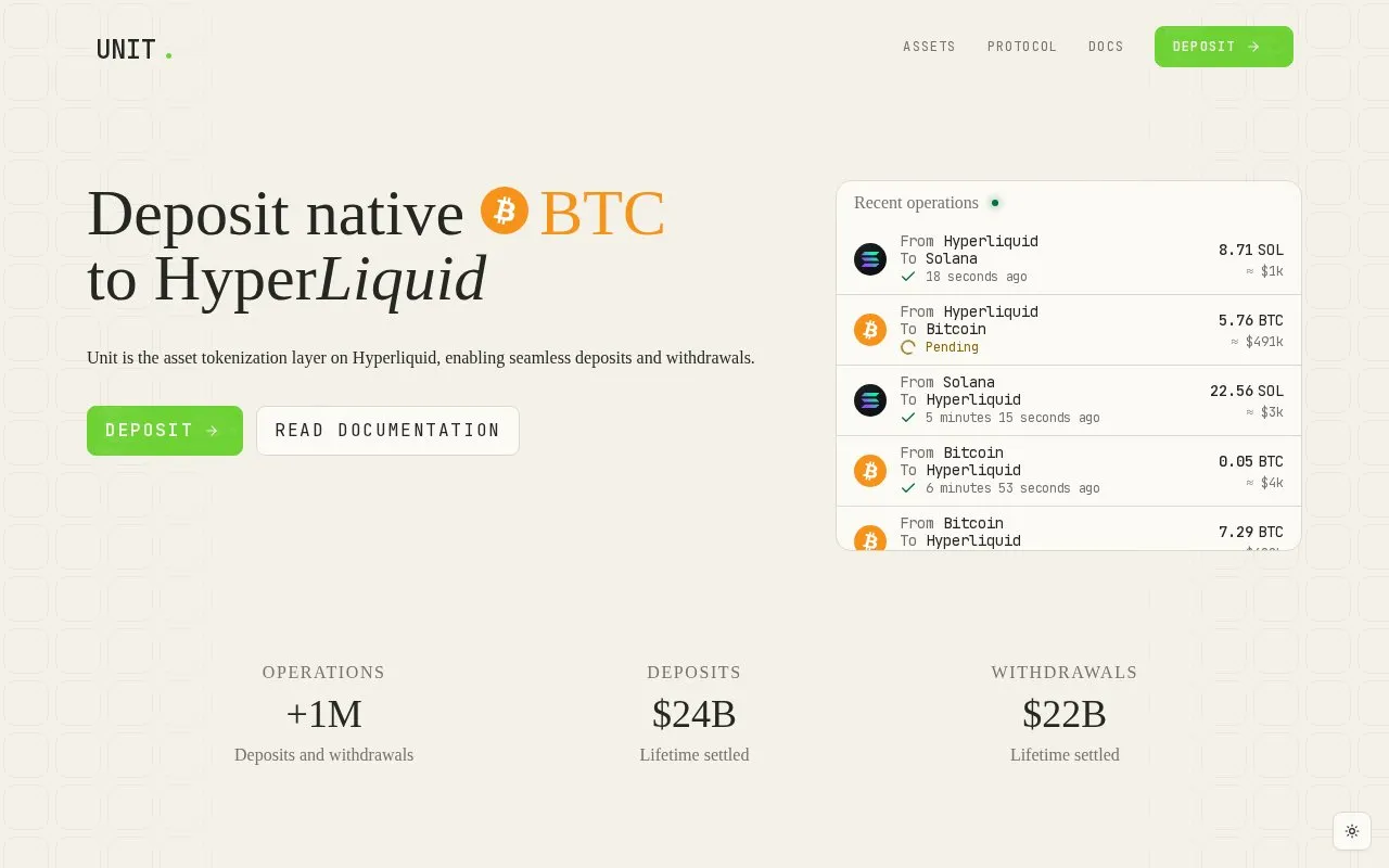 Unit homepage screenshot