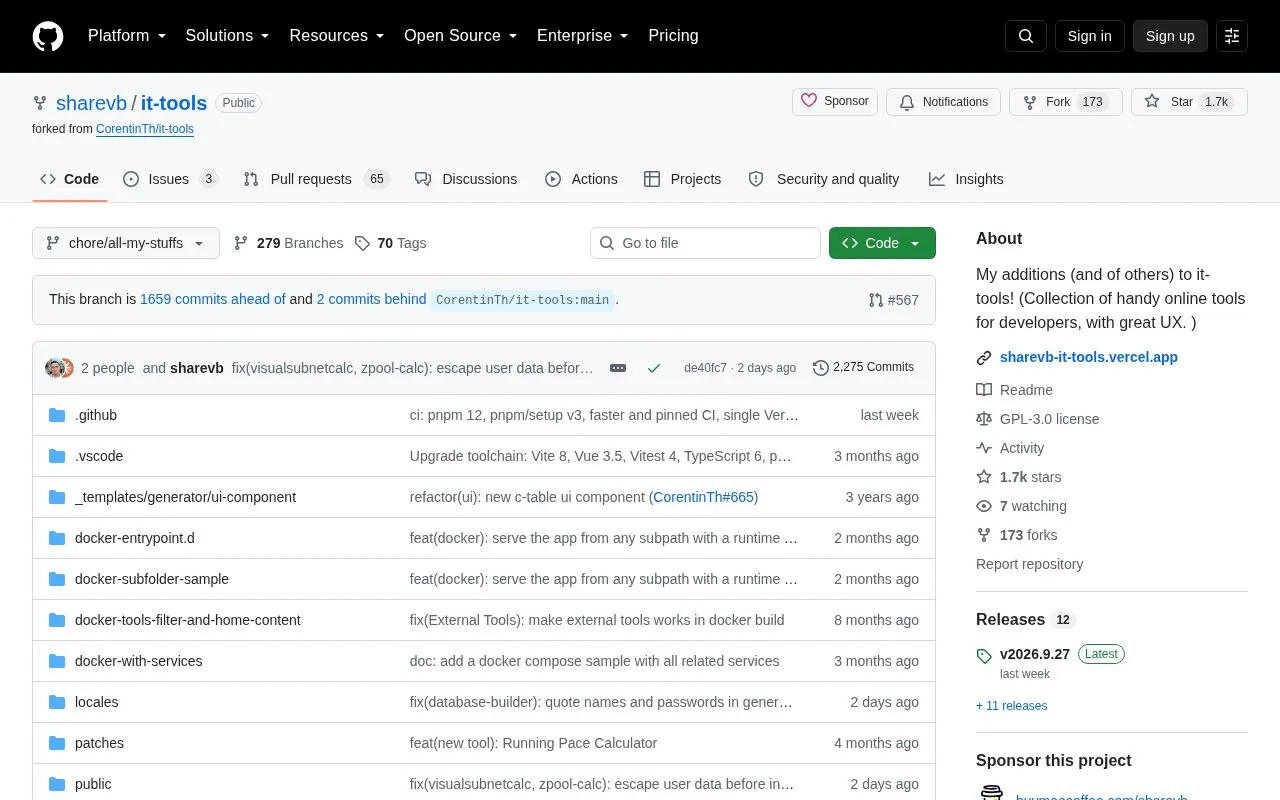 It Tools homepage screenshot