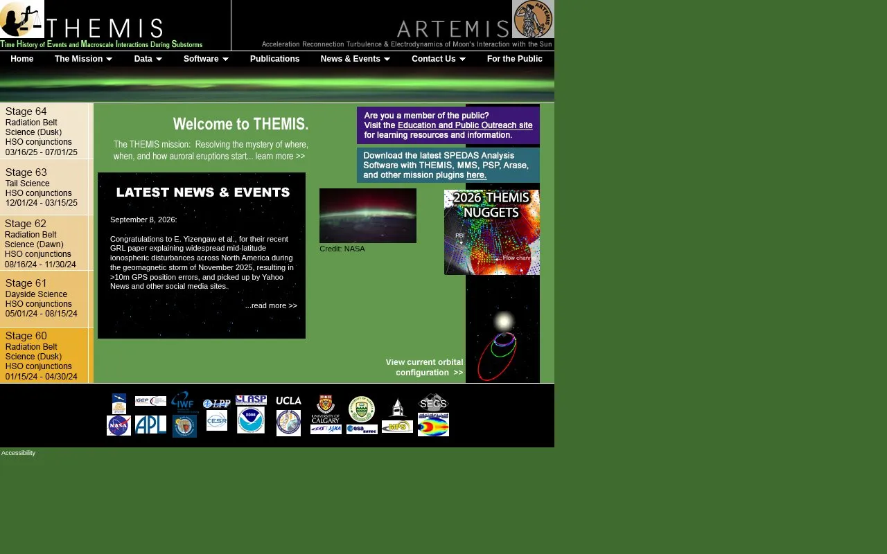 THEMIS homepage screenshot
