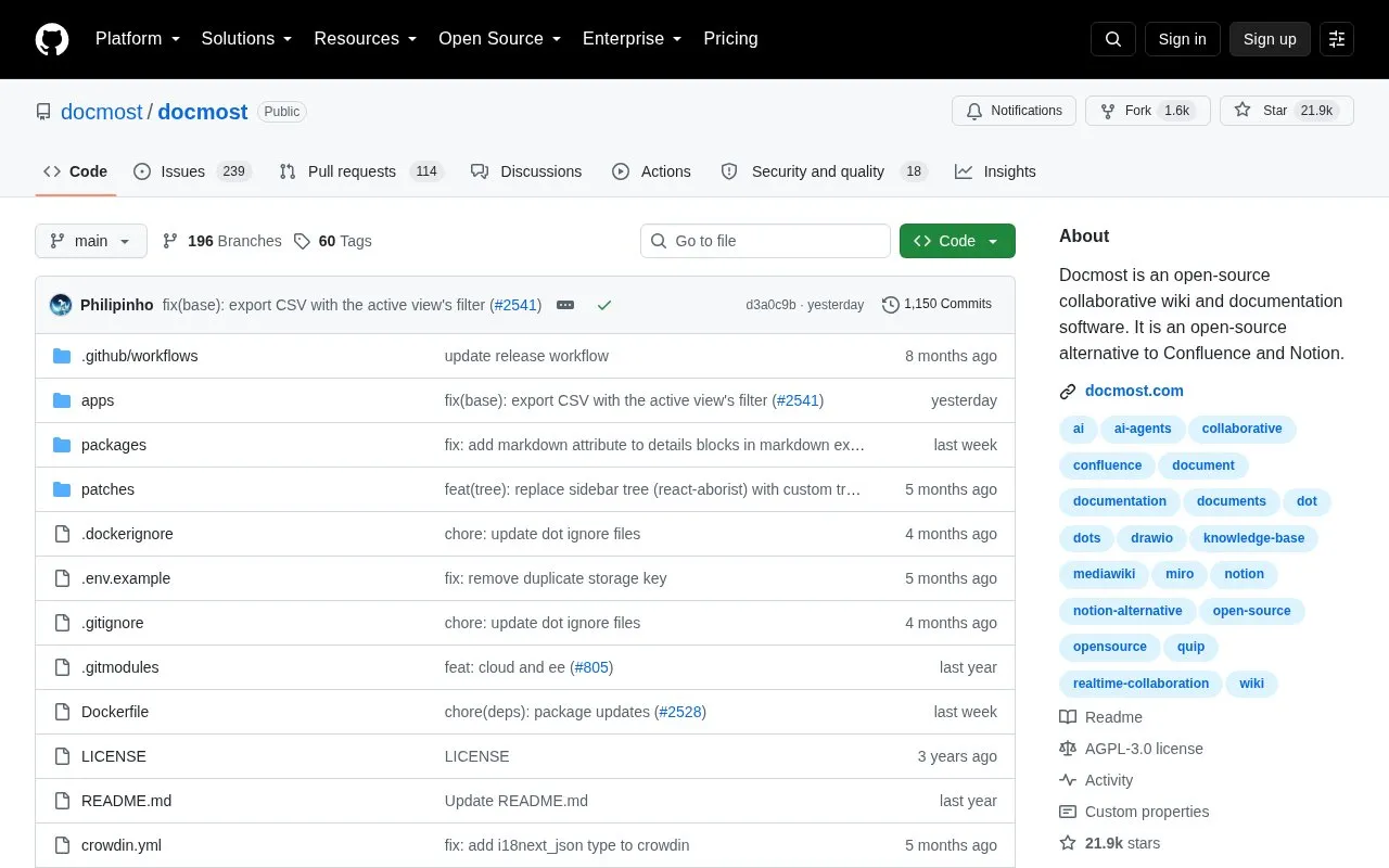 Docmost homepage screenshot