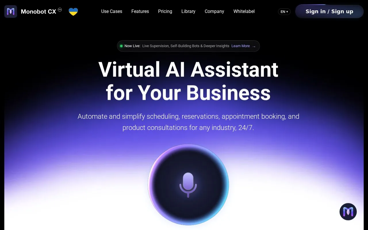 Monobot CX homepage screenshot