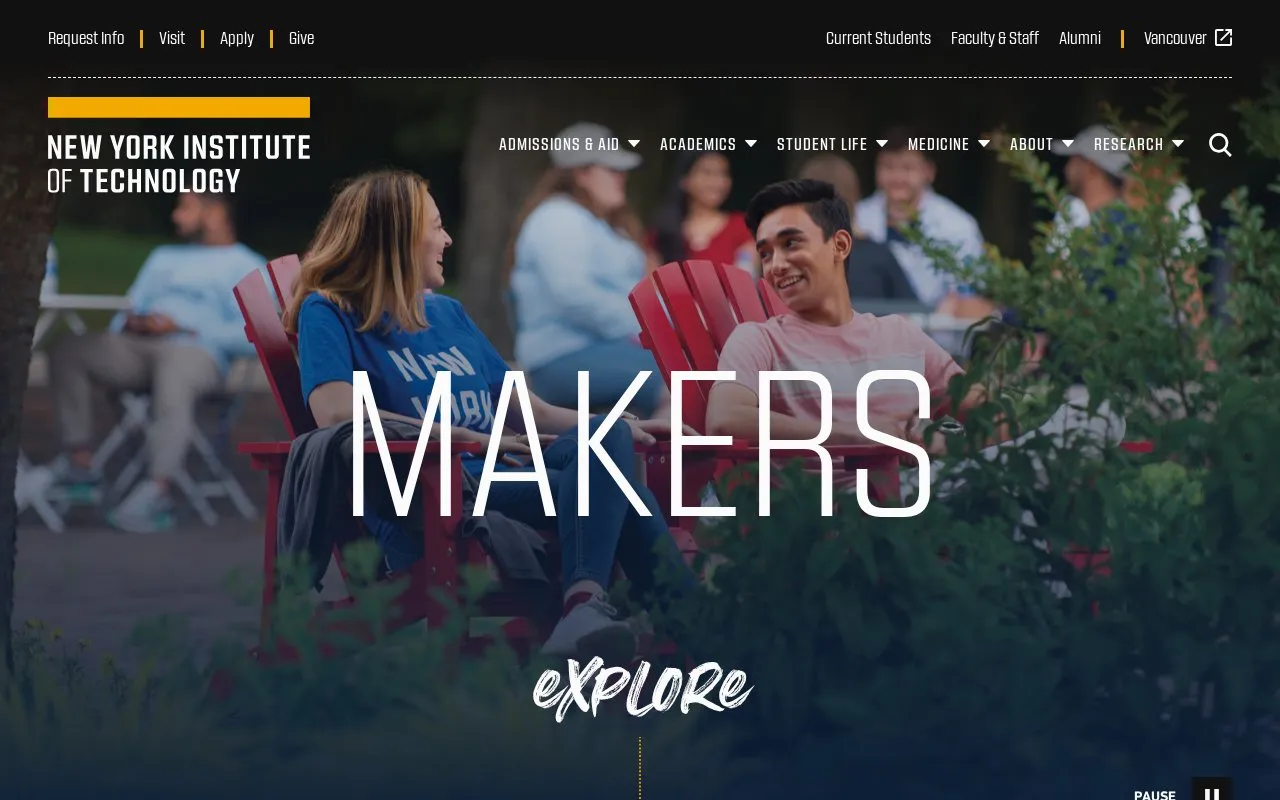 New York Institute of Technology homepage screenshot