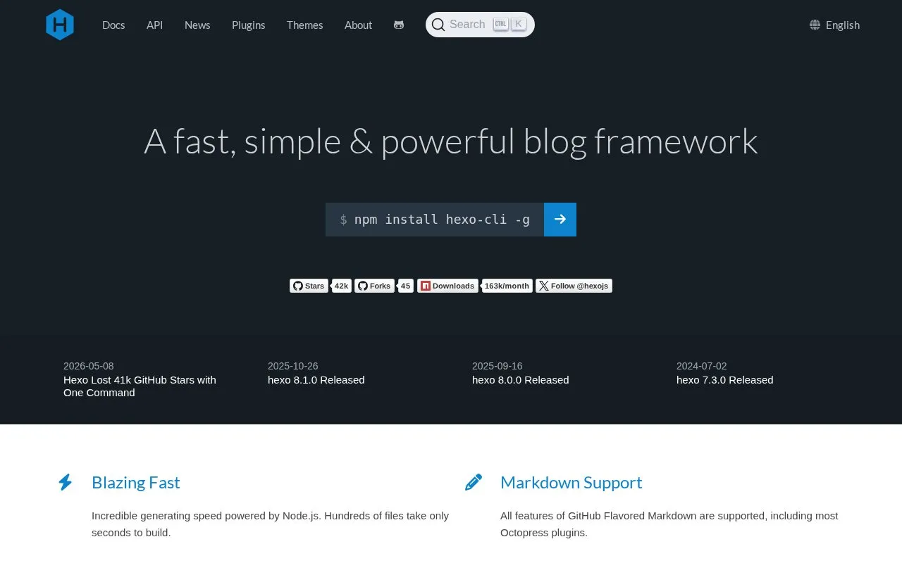 Hexo homepage screenshot
