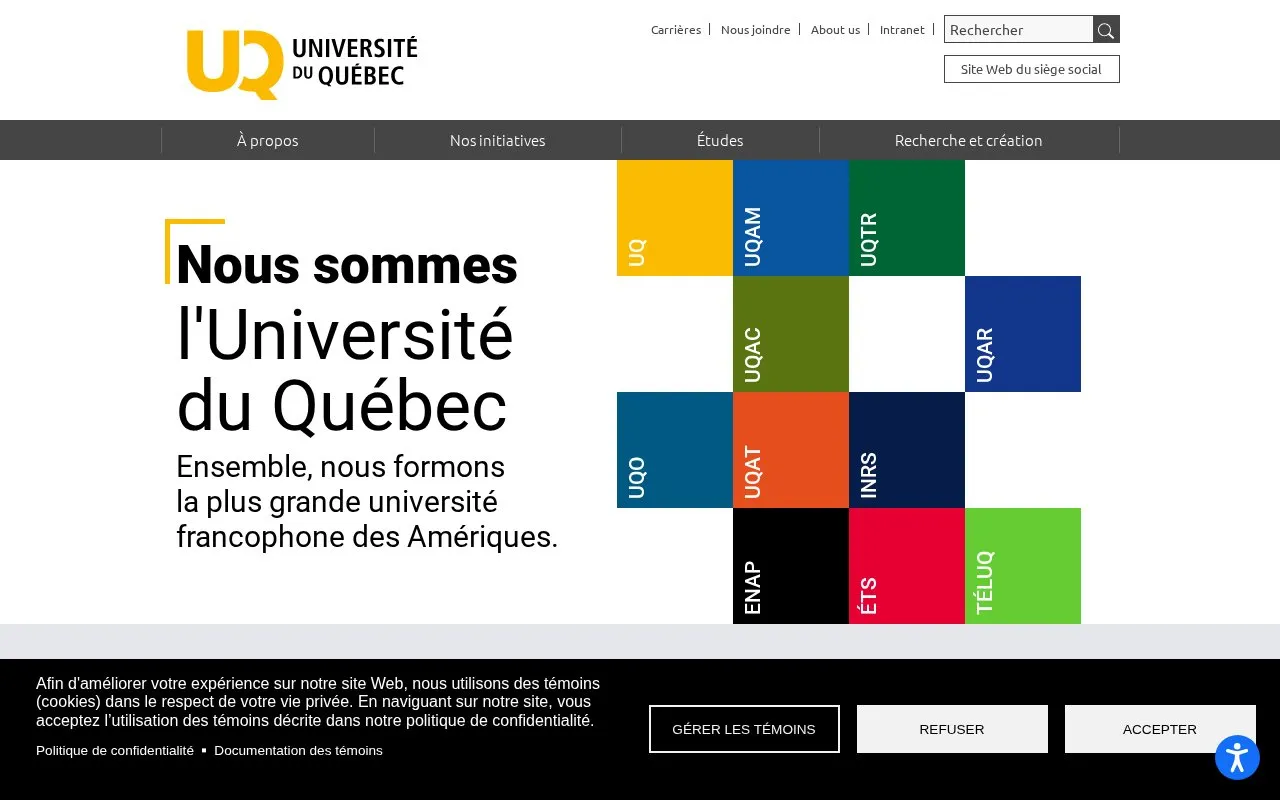 Universite du Quebec en Quebec homepage screenshot