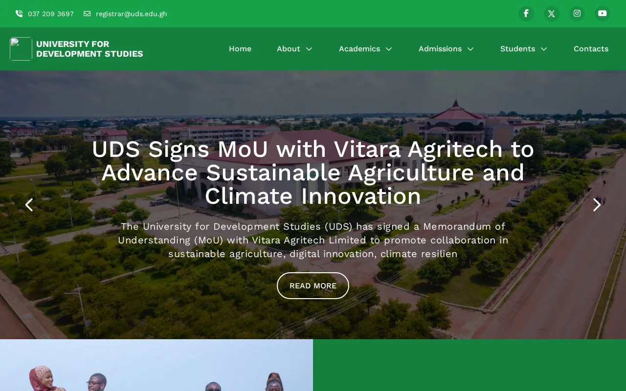 University for Development Studies homepage screenshot