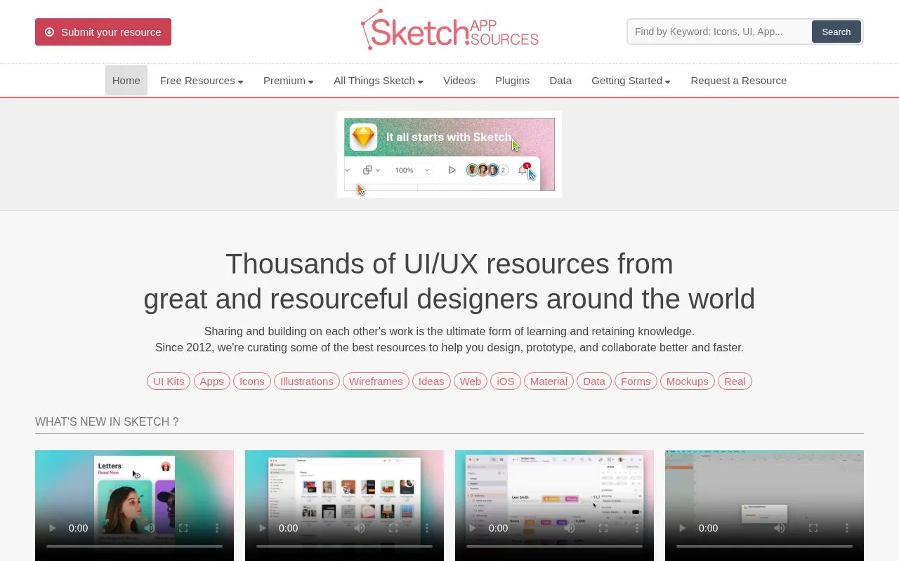 Sketch App Sources homepage screenshot