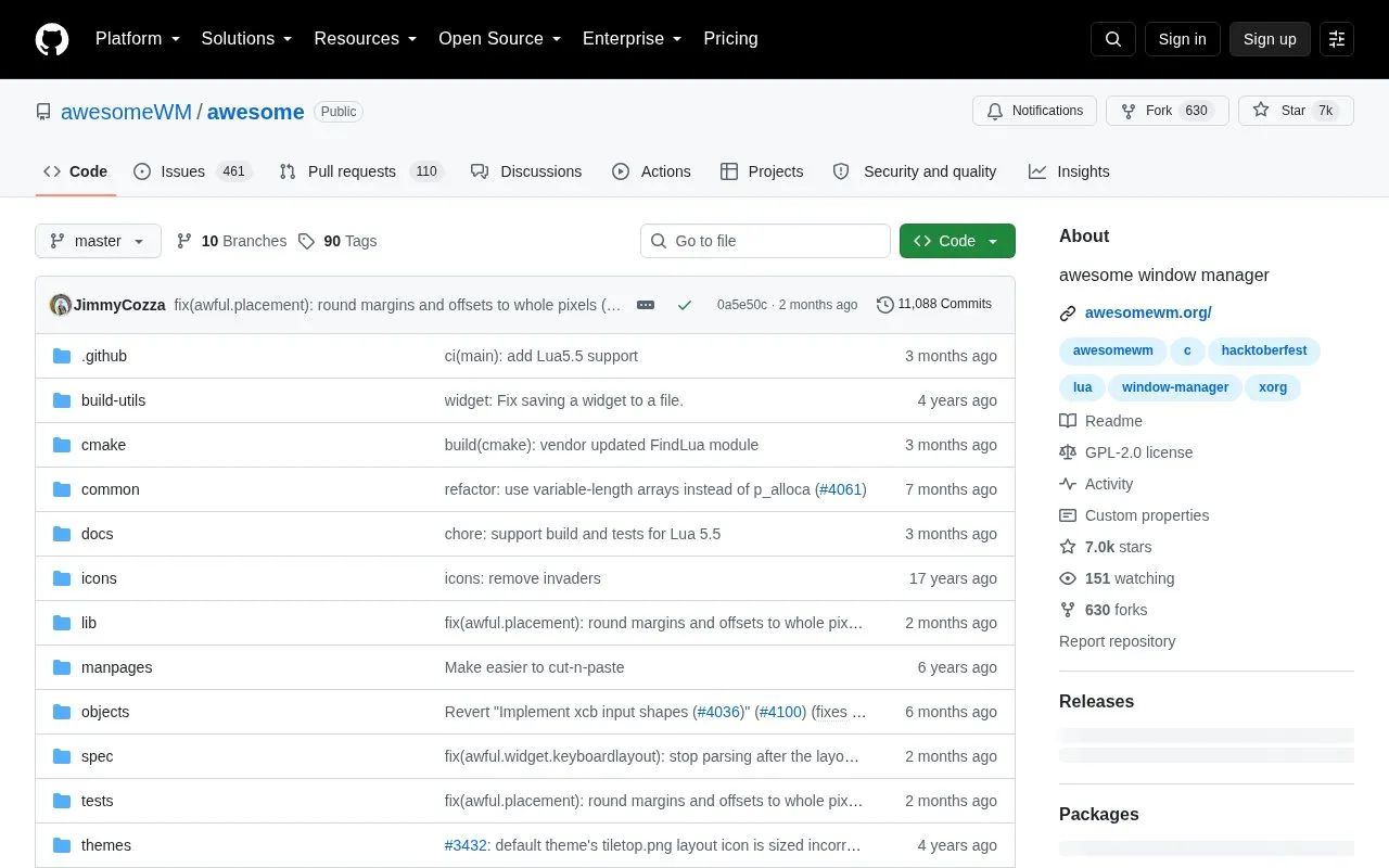 Awesome homepage screenshot
