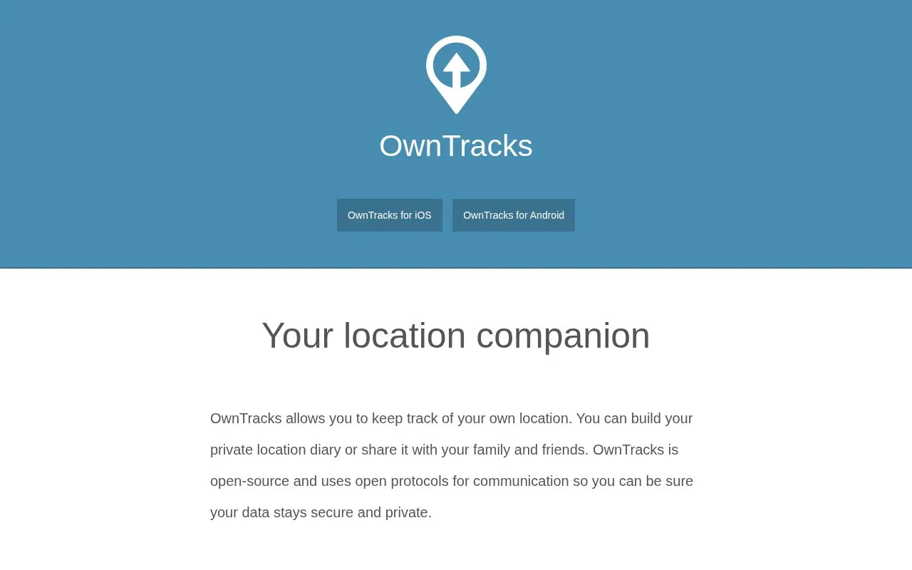OwnTracks homepage screenshot