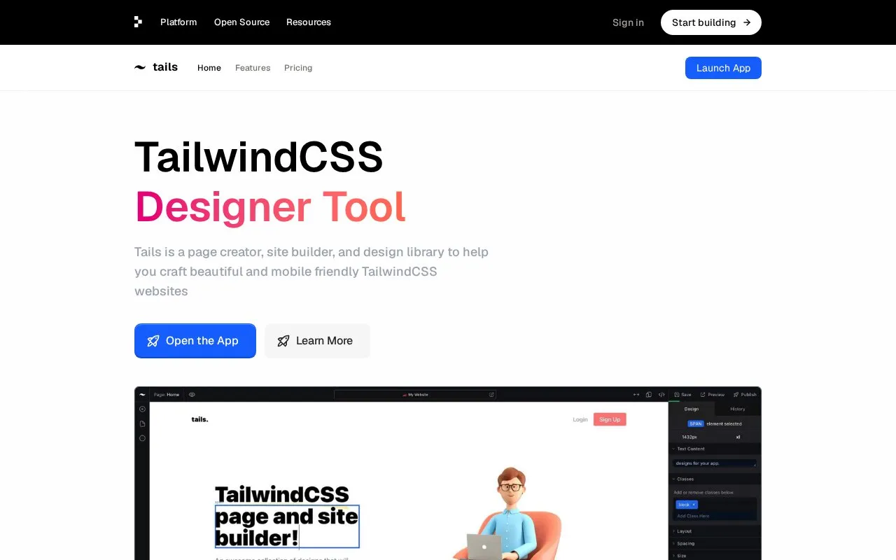 Tails homepage screenshot