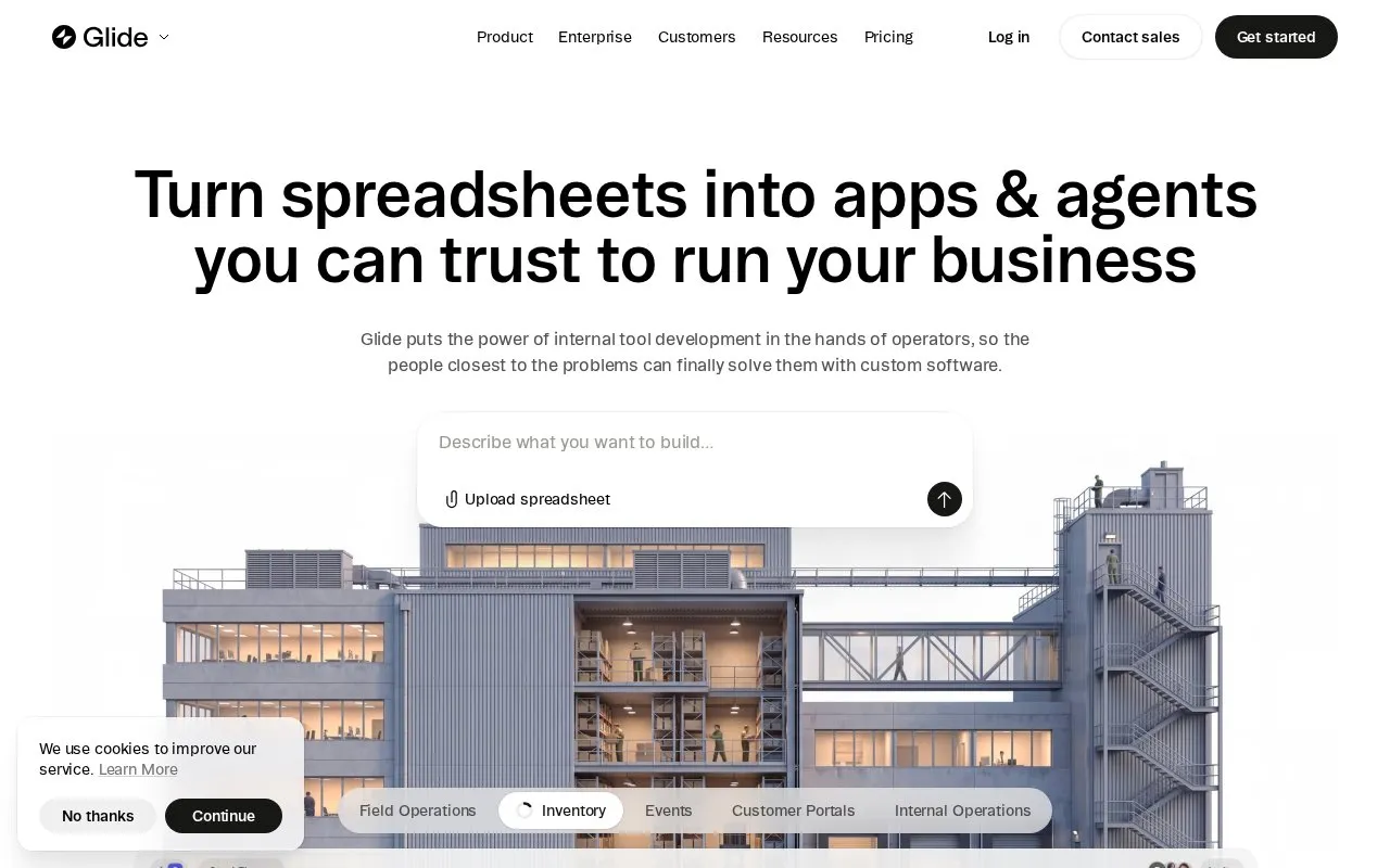 Glide homepage screenshot