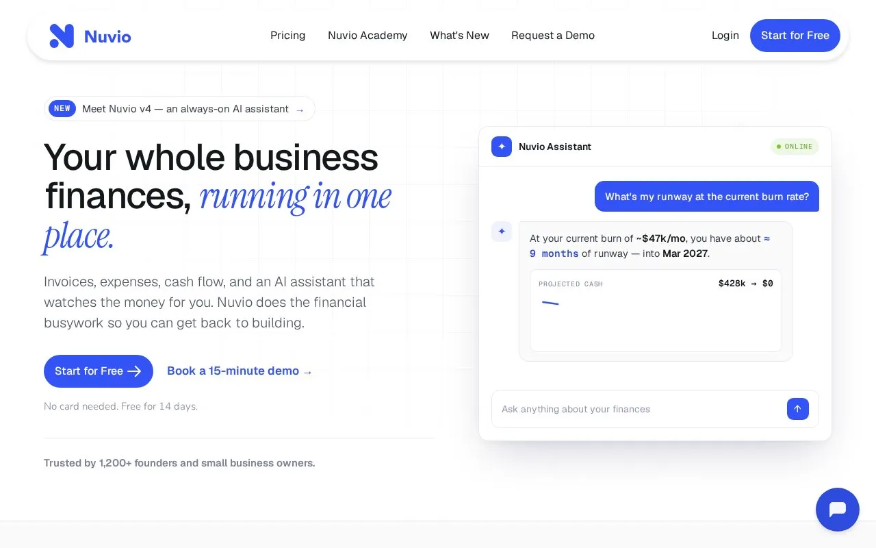Nuvio homepage screenshot