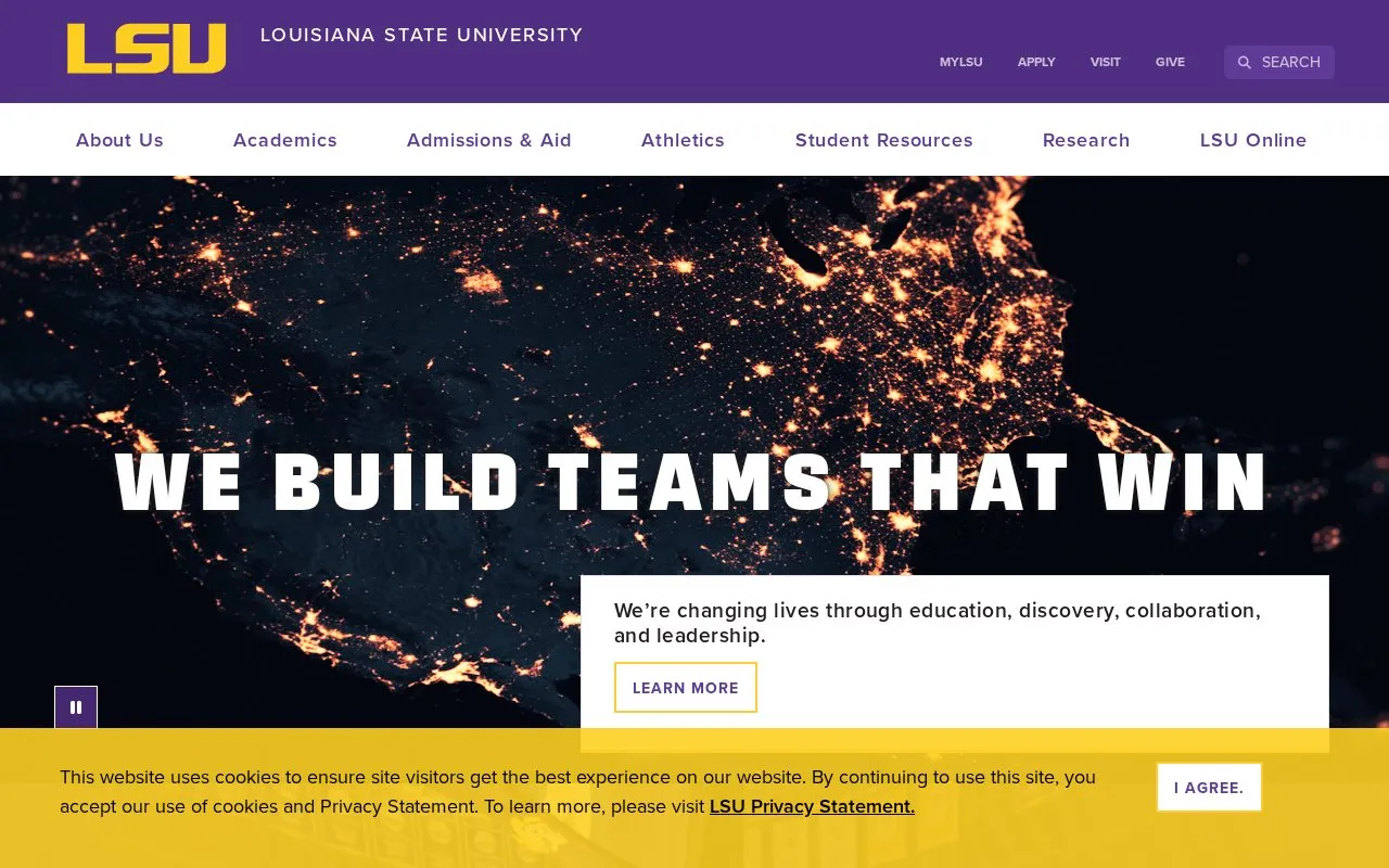 Louisiana State University, Baton Rouge homepage screenshot