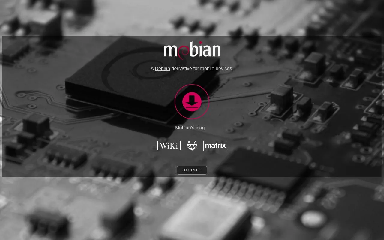 Mobian homepage screenshot