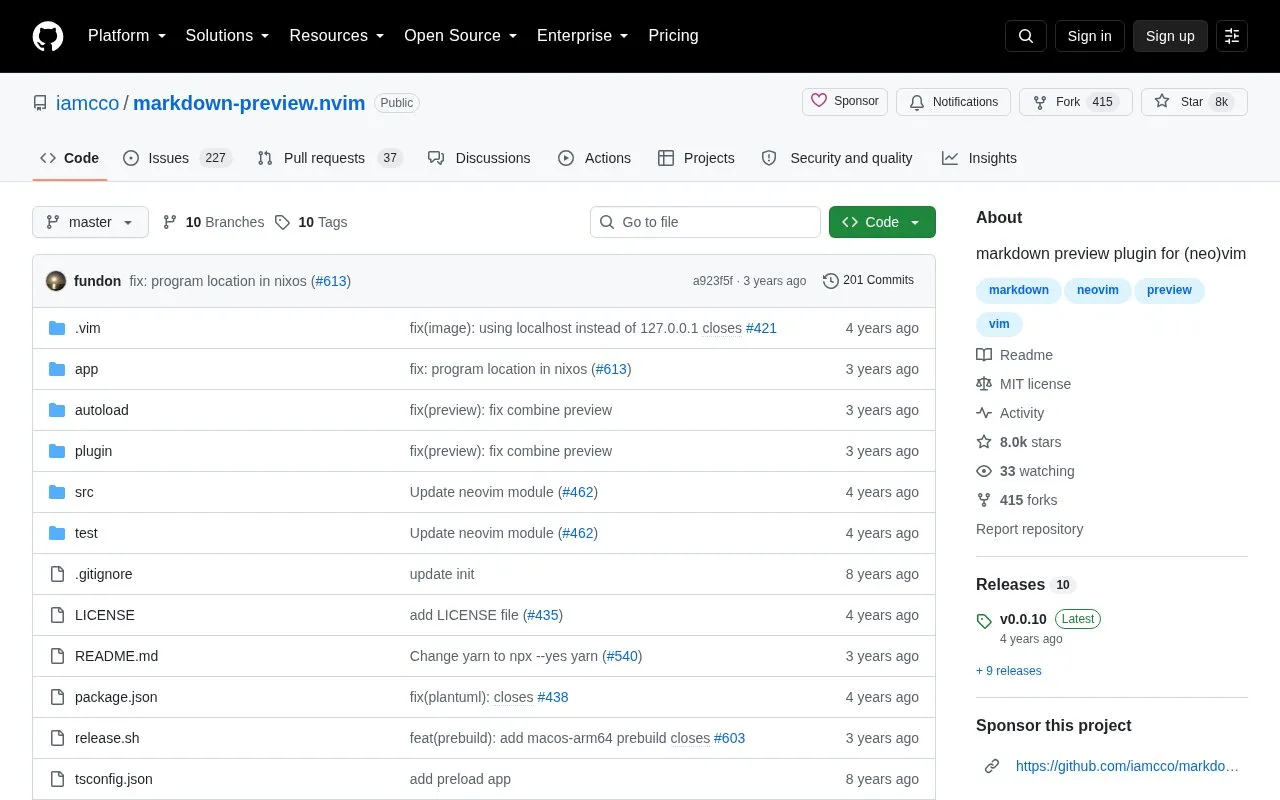 Markdown Preview homepage screenshot