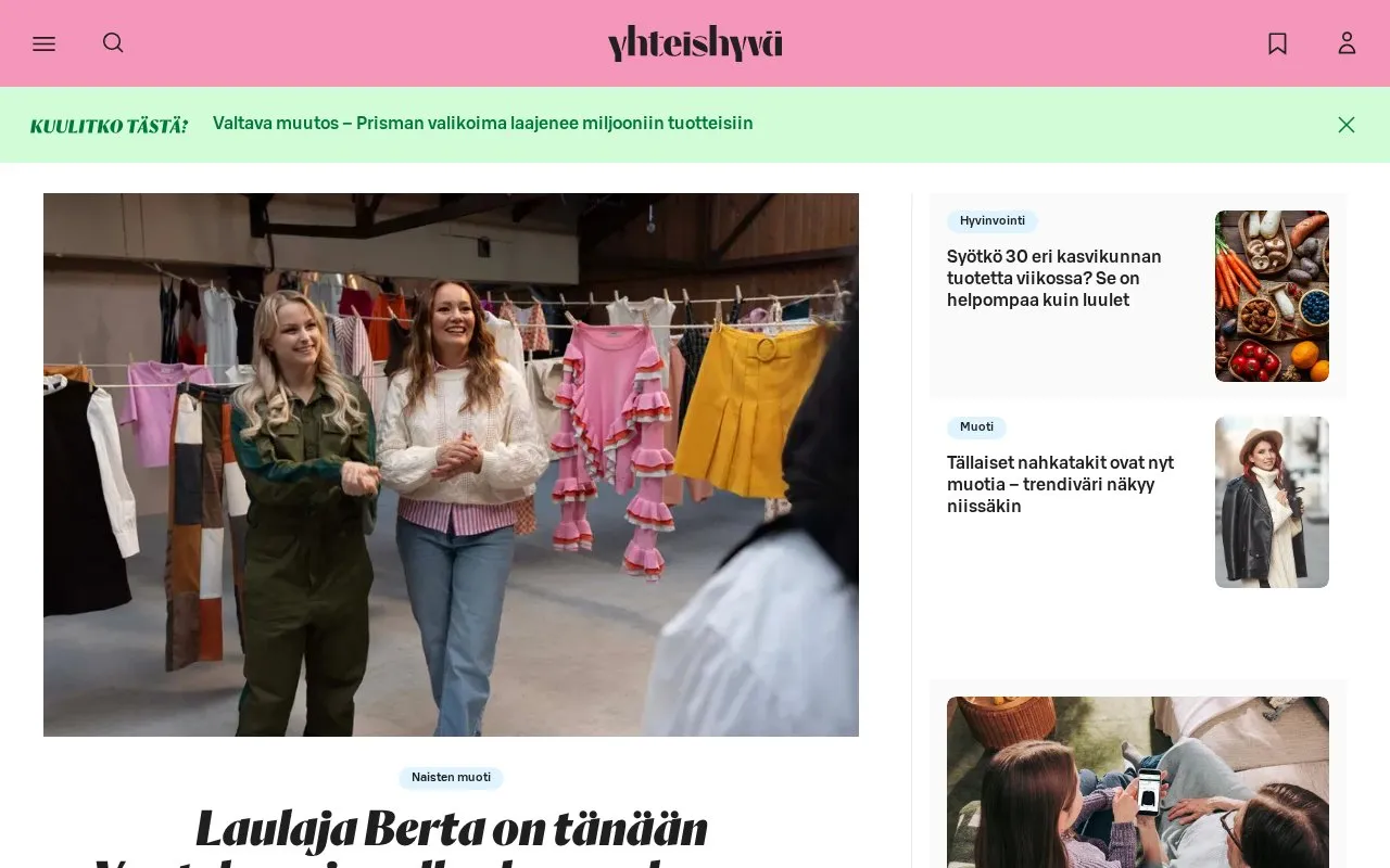 Yhteishyvä homepage screenshot