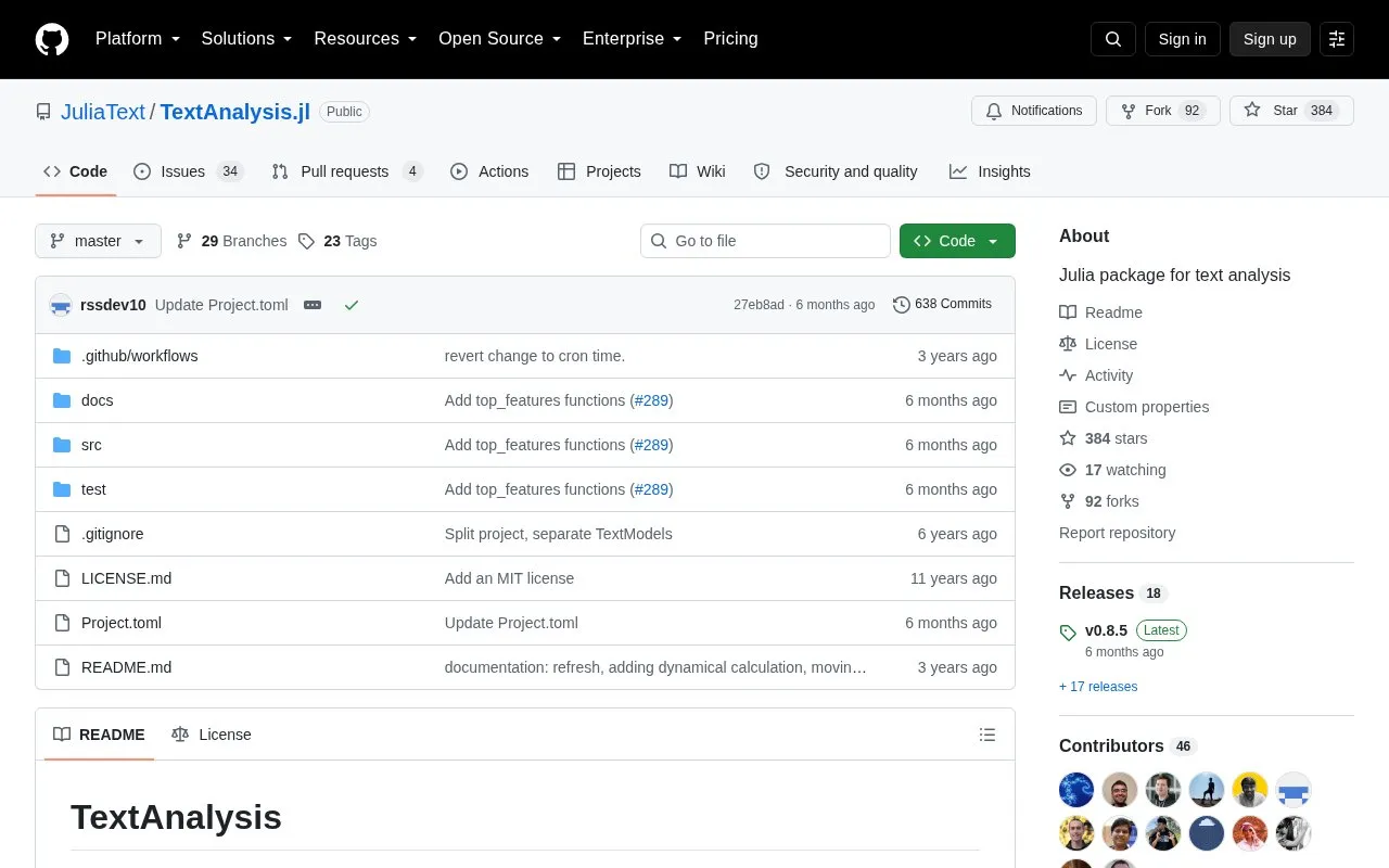 Text Analysis homepage screenshot