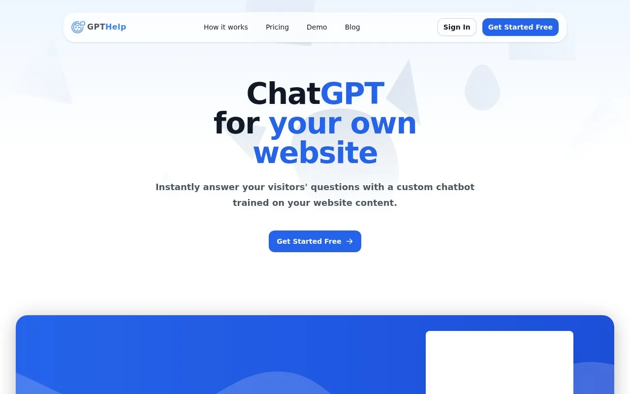 GPTHelp.ai homepage screenshot
