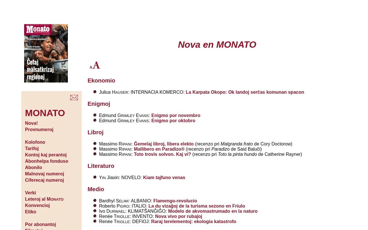 Monato homepage screenshot