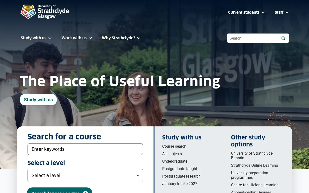 University of Strathclyde homepage screenshot