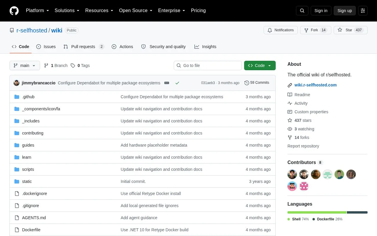 Wiki homepage screenshot